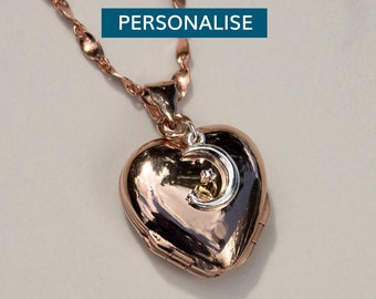 18 Carat Rose Gold Vermeil Necklace, Rose Gold Heart Necklace, Heart Locket Pendant, Engraved Picture Necklace