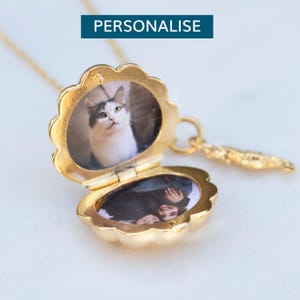 Personalized Gold Vermeil Seashell Locket Necklace, Seahorse Charm | Free US Shipping and Duties Paid
