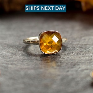 Sterling Silver Citrine Ring: November Birthstone Cocktail Ring
