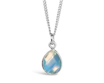 Genuine Blue Topaz Sterling Silver Necklace - December Birthstone