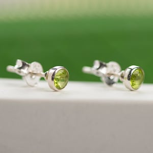 August Birthstone Earrings, Sterling Silver Peridot Earrings, August Birthstone Studs, Genuine Peridot Studs, August Birthday Gift Idea