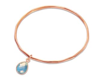 Blue Topaz Bangle: 18K Rose Gold Vermeil December Birthstone | Free US Shipping and Duties Paid