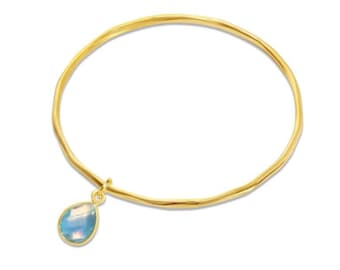 Blue Topaz Bangle: 18k Gold Vermeil December Birthstone | Free US Shipping and Duties Paid