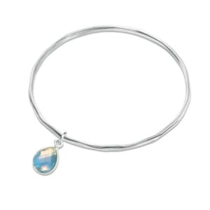 Blue Topaz Sterling Silver Bangle: December Birthstone