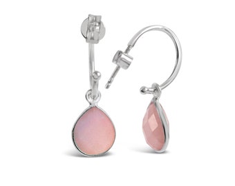 Aros de plata de ley con ópalo rosa: piedra natal de octubre