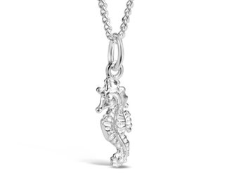 Sterling Silver Seahorse Pendant Necklace, Summer Jewelry