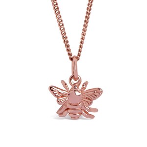 18 Carat Rose Gold Vermeil Bee Pendant Necklace, Dainty Bee Necklace, Minimalist Bee Pendant, Bee Jewellery
