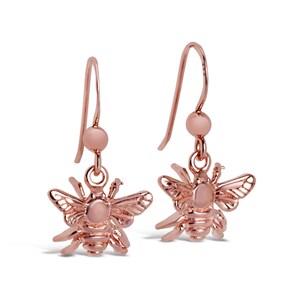 18 Carat Rose Gold Vermeil Bee Earrings, Minimalist Earrings, Tiny Bumblebee Earrings, Honey Bee Earrings, Small Bee Earrings