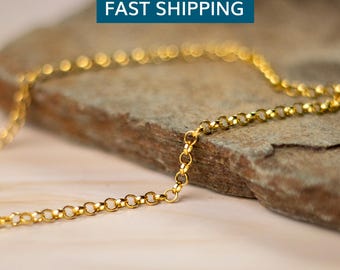 18K Gold Vermeil Belcher Chain Necklace: Strong Circular Links