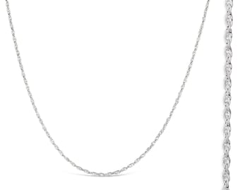 18 Carat White Gold Vermeil Rope Chain, Dainty Rope Chain Necklace, Rope Chain in 16, 18, 20, 24 or 30 inches, Gold Chain Necklace