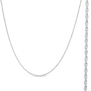 18 Carat White Gold Vermeil Rope Chain, Dainty Rope Chain Necklace, Rope Chain in 16, 18, 20, 24 or 30 inches, Gold Chain Necklace