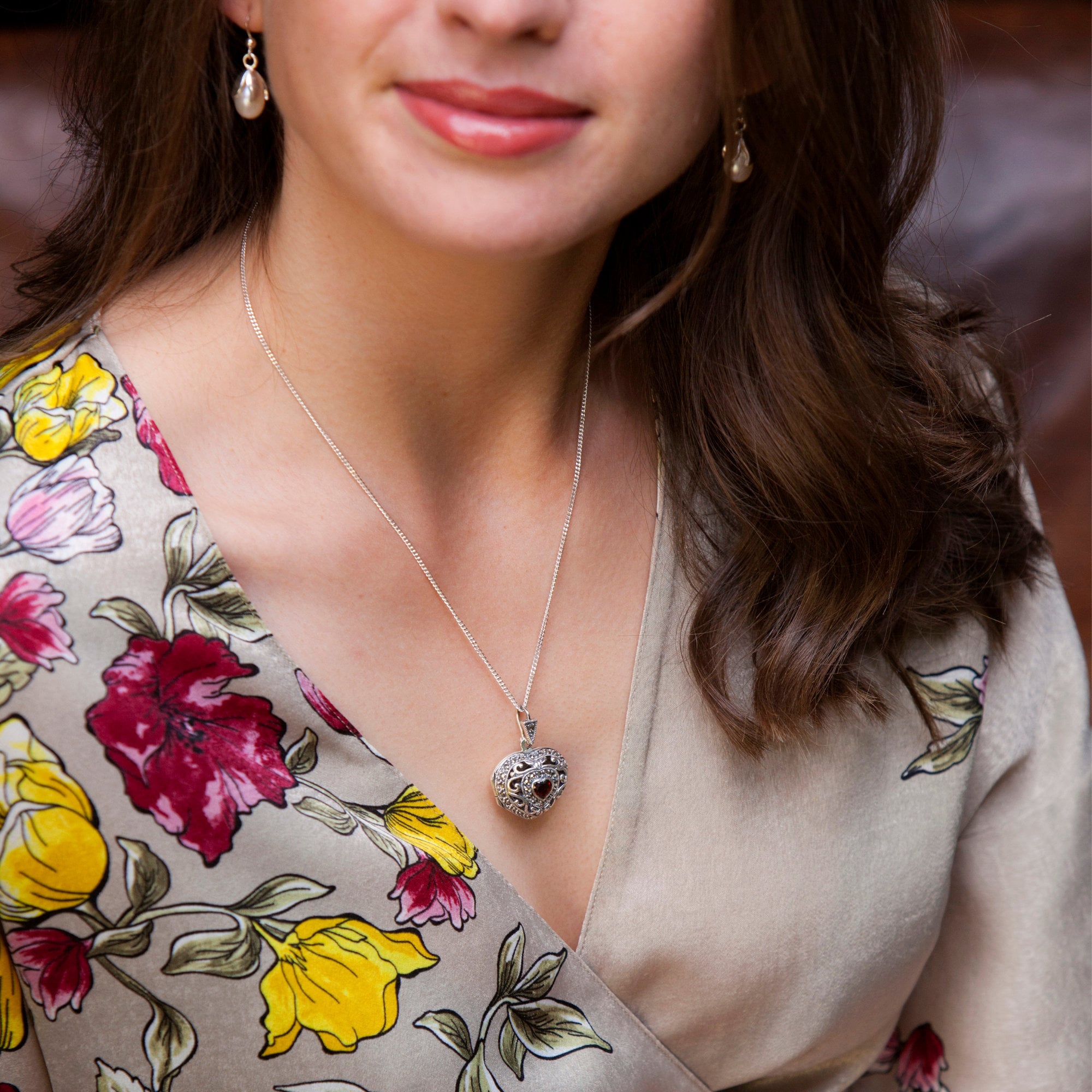 Garnet store locket necklace