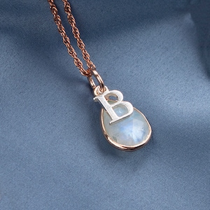 Genuine Moonstone Necklace: 18K Rose Gold Vermeil Pendant, June Birthstone