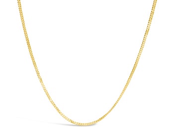 Collier chaîne en or vermeil 18 carats, collier chaîne gourmette de poids moyen, chaîne gourmette en or vermeil en 16, 18, 20, 22, 24 ou 30 pouces