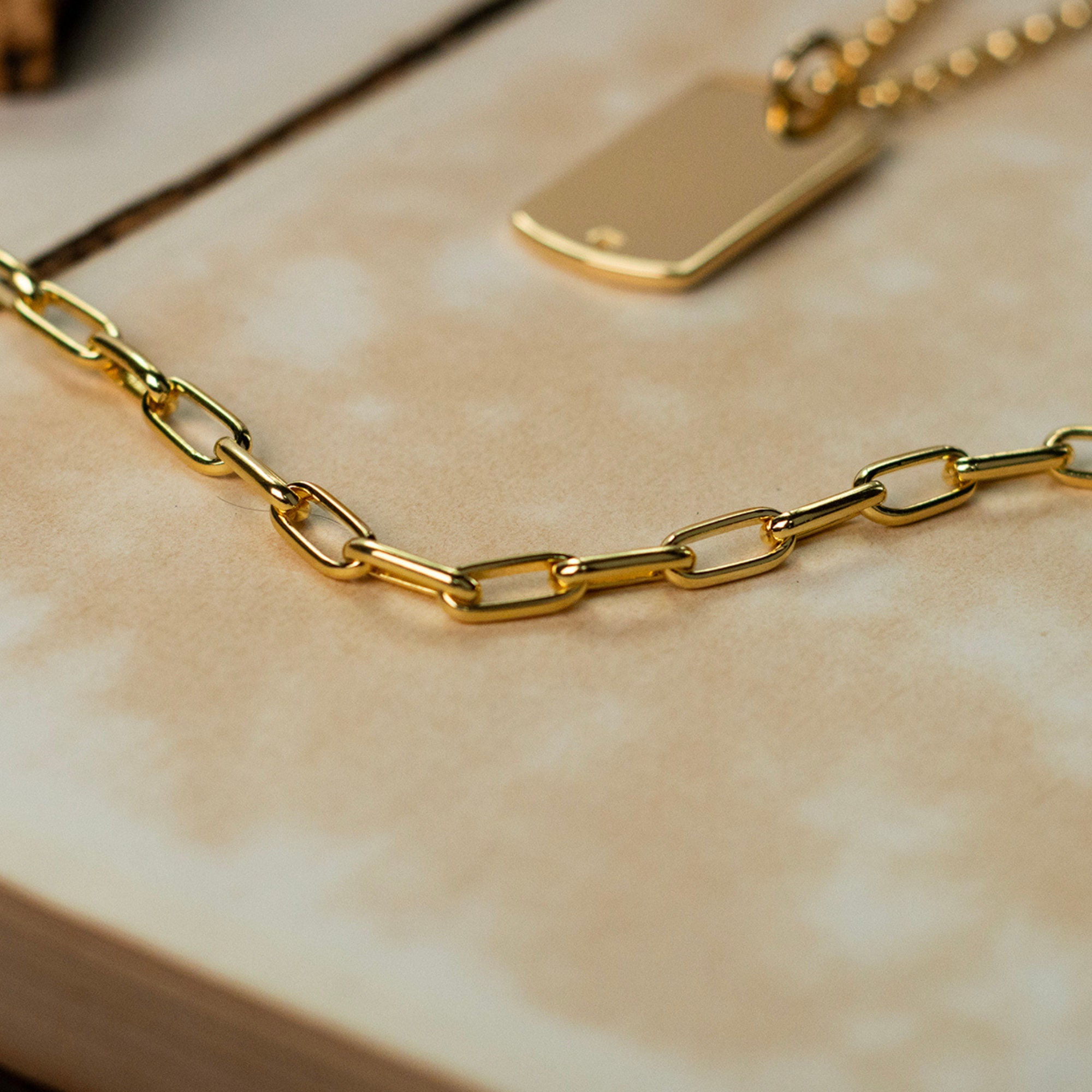 18K Gold Vermeil Paperclip Chain Necklace, Gold Adjustable Paperclip Chain, Gold Link Chain, Adjustable Gold Chain Necklace