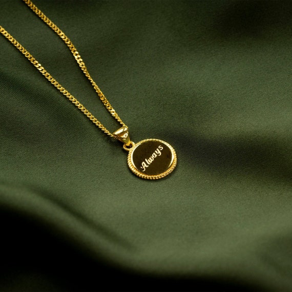 Engravable Gold Pendant Necklace 18 Carat Gold Vermeil Gold Circle Pendant Engraved Gold Necklace Personalised Dainty Gold Pendant Etsy Canada