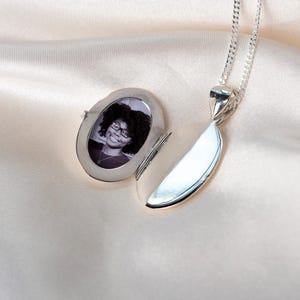 Oval Ashes Necklace, Urn Necklace, Personalised Memorial Photo Necklace, Engraved Locket Necklace, Memorial Jewellery