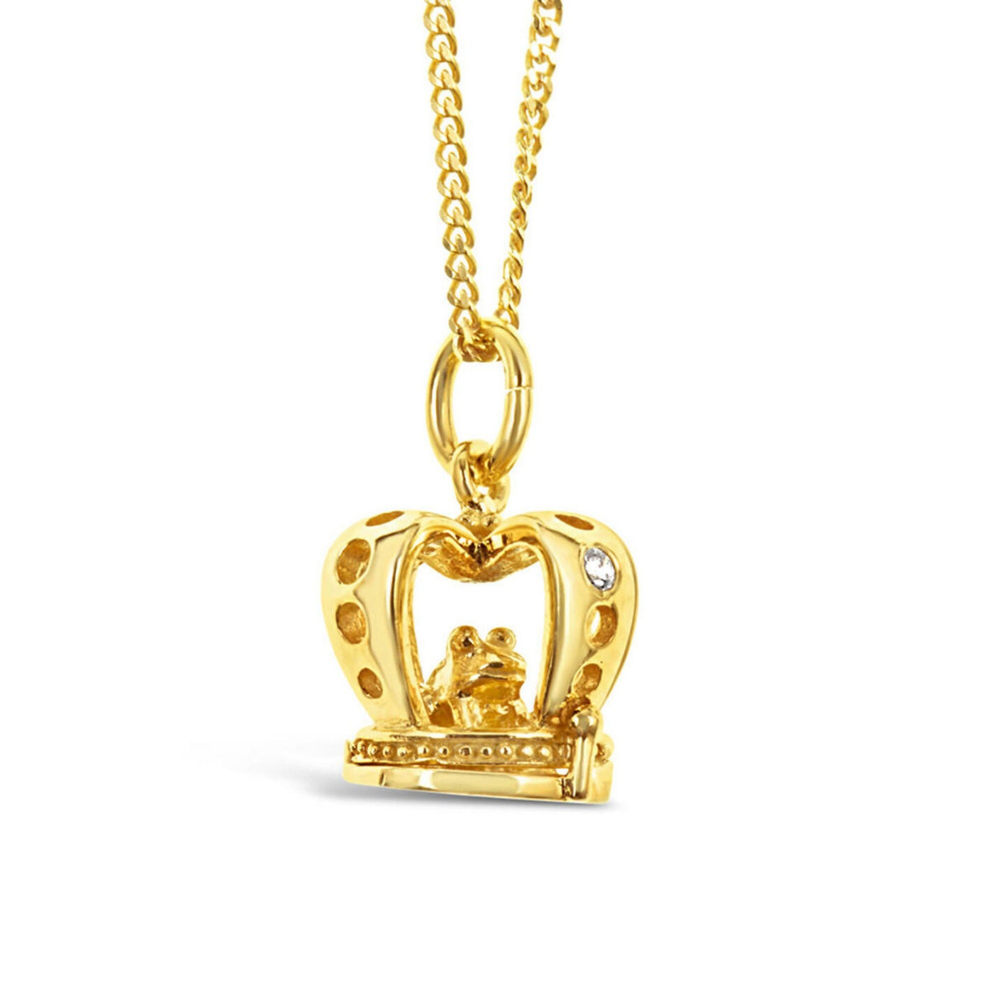 Small Crown Necklace Crafted In 18 Carat Gold Vermeil, Fairy-Tale