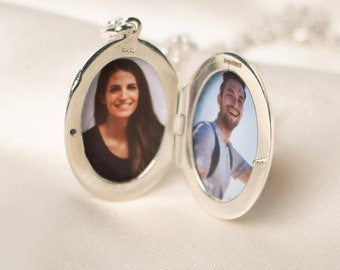 Personalised Sterling Silver Photo Locket: Engraved Four-Picture Necklace