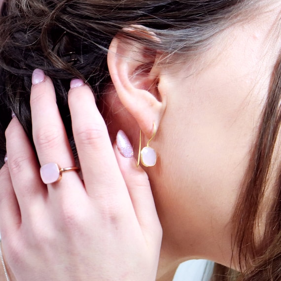 Genuine rose quartz earrings deals