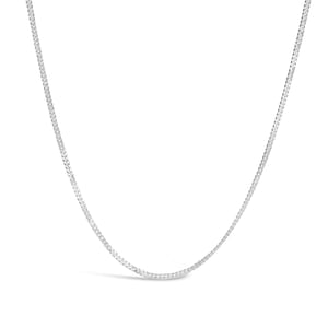 18 Carat White Gold Vermeil Chain, Medium-Weight Curb Chain Necklace available in 16, 18, 20, 24 and 30 inches, White Gold Necklace Chain