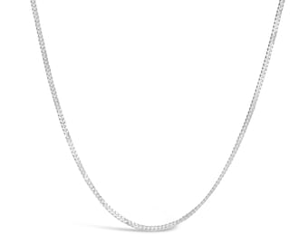 18 Carat White Gold Vermeil Chain, Medium-Weight Curb Chain Necklace available in 16, 18, 20, 24 and 30 inches, White Gold Necklace Chain