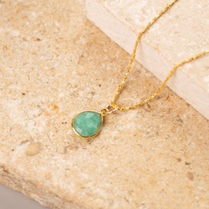 Gold Chrysoprase Necklace, 18 Carat Gold Vermeil Chrysoprase Necklace, Gold Alternative Emerald Gemstone Pendant, May Birthstone Necklace