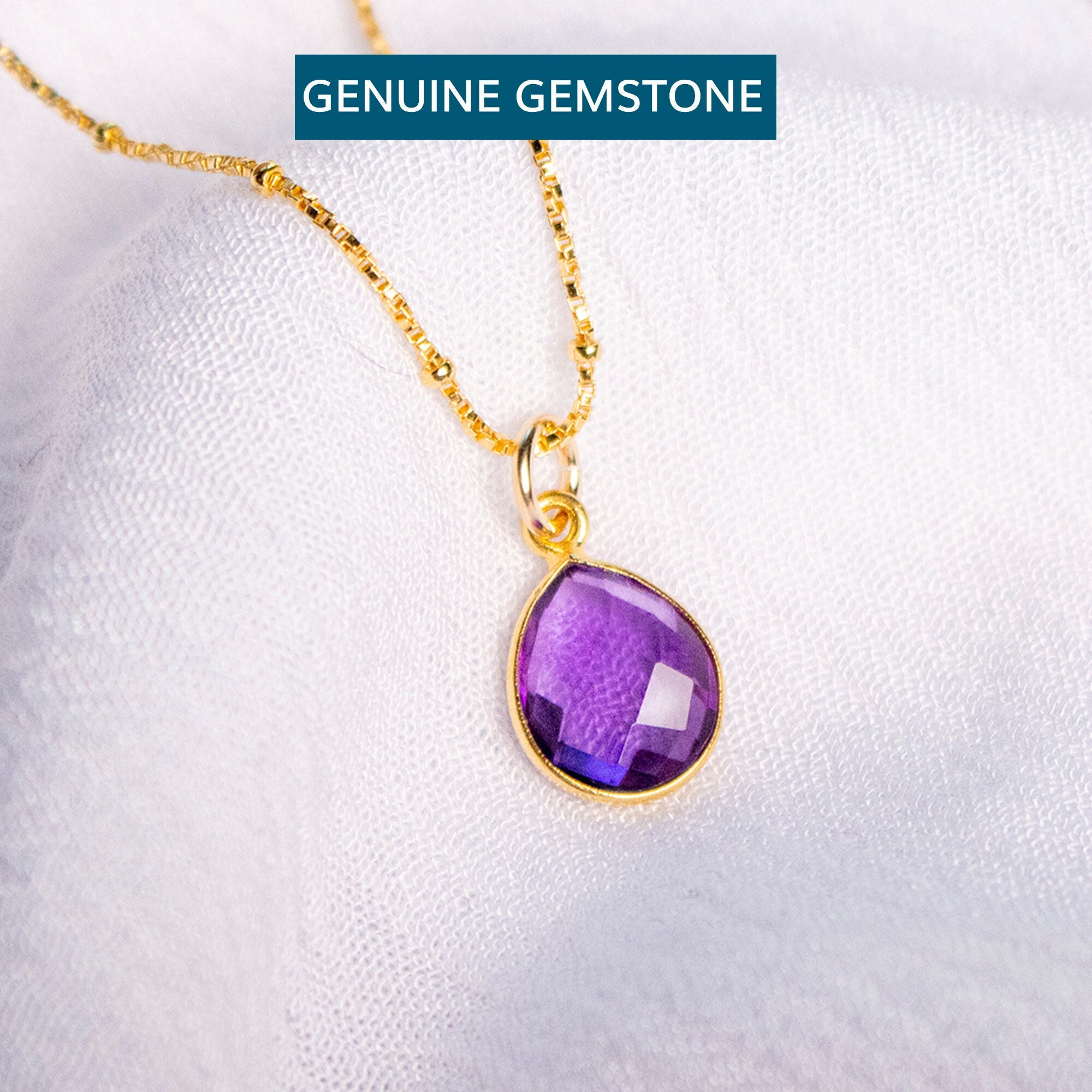 Genuine Amethyst Necklace, February Birthstone Necklace, Real Amethyst  Pendant, 18 Carat Gold Vermeil Amethyst Necklace, Gift for Mom - Etsy