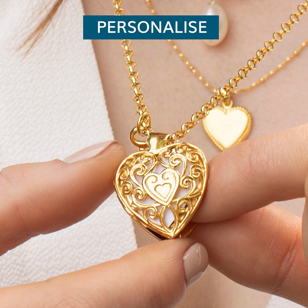 18K White Gold Filled Crystal Heart Locket Charm Pendant Necklace – Fashion Jewelry Gift