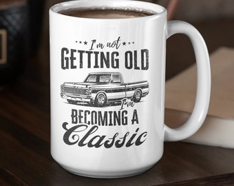 Taza de camioneta clásica: regalo de cumpleaños para papá, amante de los autos clásicos.
