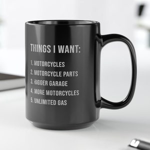 バイカーマグ、バイクのウィッシュリスト、面白いライダーギフト、コーヒーカップ