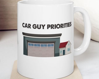Bilkillens prioriteringar kaffemugg, rolig garagepresent