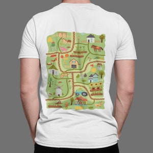 お父さんの背中にファームプレイロードシャツ、プレイマットファームTシャツ、父の日ギフト、面白いお父さんシャツ、ファームトラックひまわりの父の日シャツ