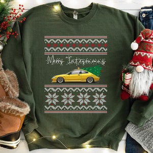 Maglione di Natale brutto, felpa di Natale Merry Integramas, regalo di Natale JDM, regalo di Natale Car Guy, auto giapponese, maglione di Natale brutto