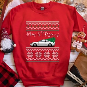 Felpa di Natale brutta, felpa girocollo Merry GTRistmas Skyline, maglione natalizio JDM, regalo per amanti delle auto, regalo per gli amanti delle auto, regalo natalizio per lui