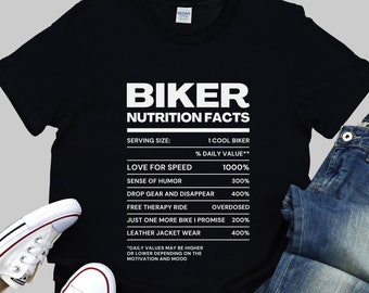 Funny Biker Shirt, Biker Nutrition Facts, Motorcycle Shirt, Motorcycle Gifts, Bike Enthusiast Gift, Funny Shirt Men, Gift for Him From Wife