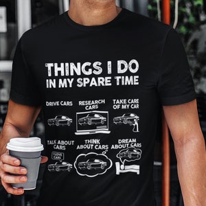 暇なときにやることおもしろシャツ、車好きのTシャツ、車好きへのギフト、誕生日ギフトTシャツ、夫、父親、お父さんへのギフト、マッスルカーTシャツ