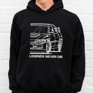 JDM Hoodie Legends Never Die, Car Enthusiast Gift, Car Guy Hoodie, Gift for JDM Lover, Hoodie for Him, Car Hoodie, Japanese Sports Car