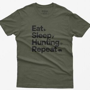 Funny Hunting Shirt, Eat Sleep Hunting Repeat Hunting Gifts, Men&#39;s Hunting T-Shirt, Gift for Hunters, Outdoor Shirts, Gift for Dad Husband