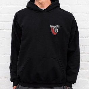 Turbo Heart Car Enthusiast Hoodie, Minimalist Car Guy Pullover, JDM Gearhead Sweatshirt