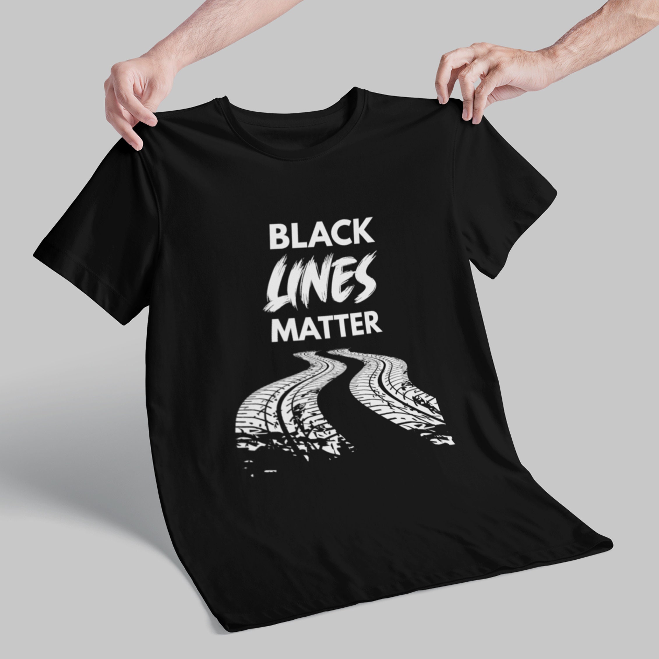 white t shirt with black lines for man
