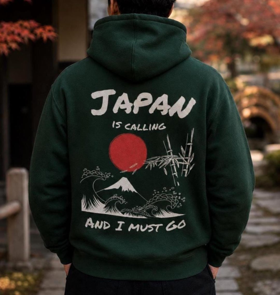 Japan is Calling Hoodie, Mount Fuji Wave Sweatshirt, Tokyo Travel