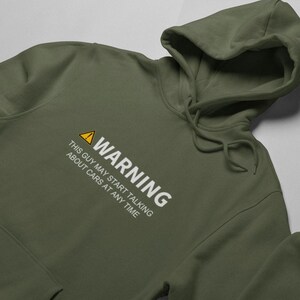 warning this guy may start talking about cars at any time funny hoodie for men, car guy gift, car lover hooded sweatshirt, car enthusiast, birthday gift hoodie for him