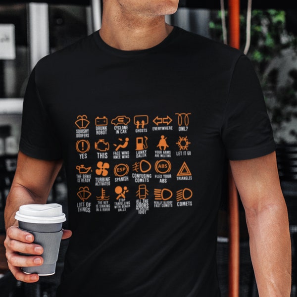 Funny Dash Icons Shirt, Car Guy Gift, Car Lover, Mechanic Tee, Dashboard Warning Lights, Car Warning Lights, Father's Day Gift, Dad Husband