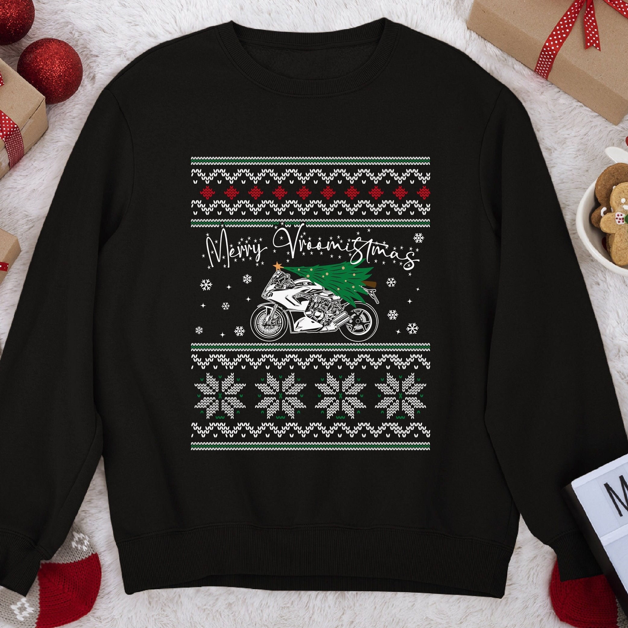 Ugly Christmas Sweater Merry Vroomistmas Sweatshirt Funny Motorcycle Sweatshirt Christmas Gift Holiday Gift Biker Gift Motorcycle Gift Etsy Canada