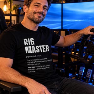 Rig Master Sim Racing-tröja, rolig simulatorcockpitdefinition-tröja, spelpresent till honom