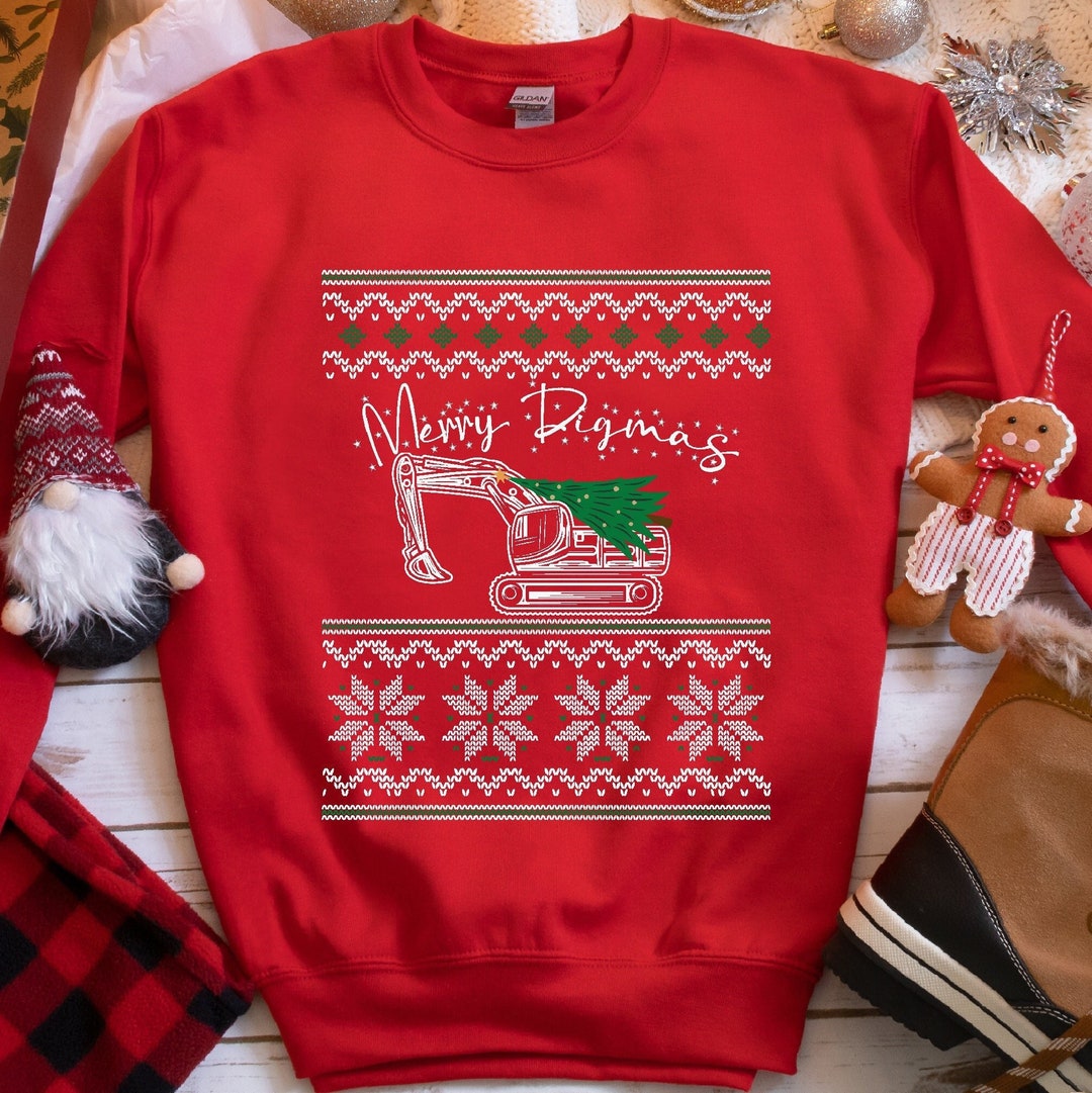 Merry Digmas Ugly Christmas Sweatshirt, Excavator Gift - Etsy
