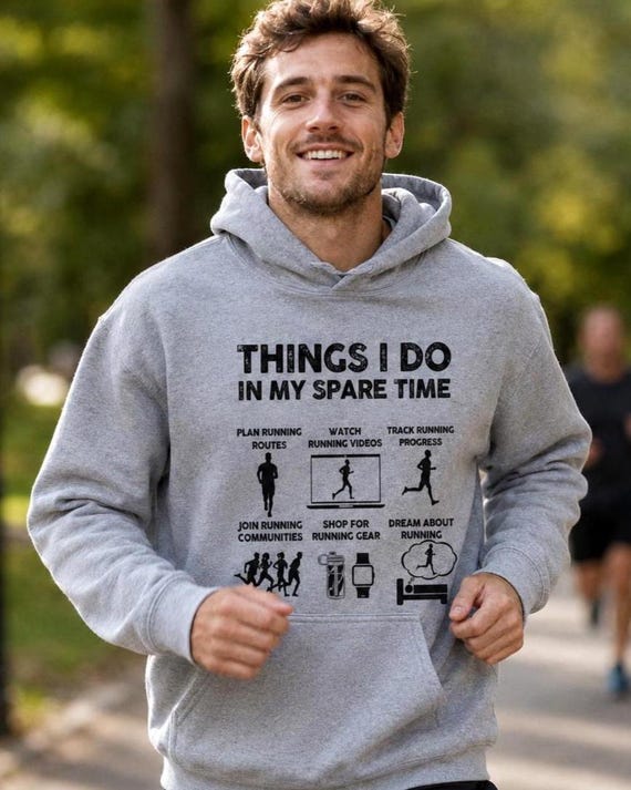 Funny Running Hoodie, Things I Do In My Spare Time, Marathon Runner Gift