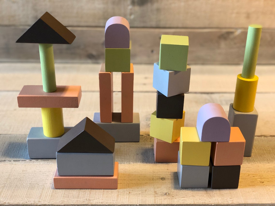 Wooden Building Blocks Wooden Toys For Toddlers Non Toxic Etsy