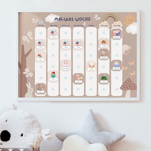 Agenda settimanale A3 per bambini Montessori 6 colonne Rainbow Boho Agenda settimanale A3 con cornice Agenda settimanale bambini personalizzata Montessori